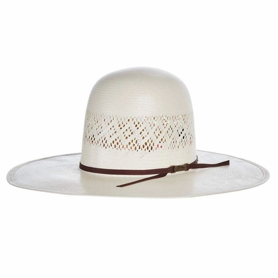 Hats * | American Hats Fancy Vent Ivory 4 1/4In. Brim Chocolate Cord Straw Hat