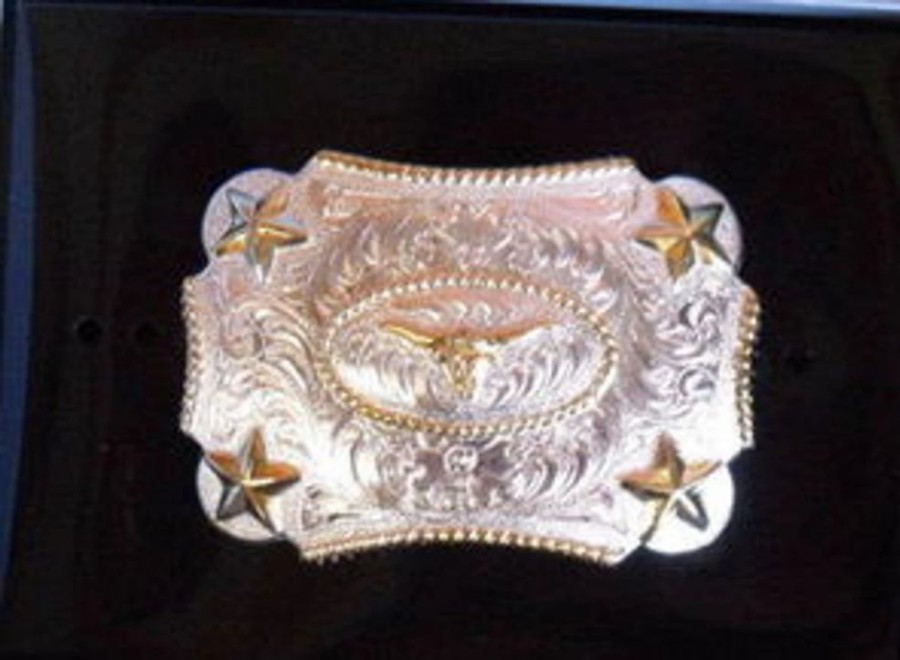 Youth * | Nocona Kid Size G/S Longhorn Belt Buckle