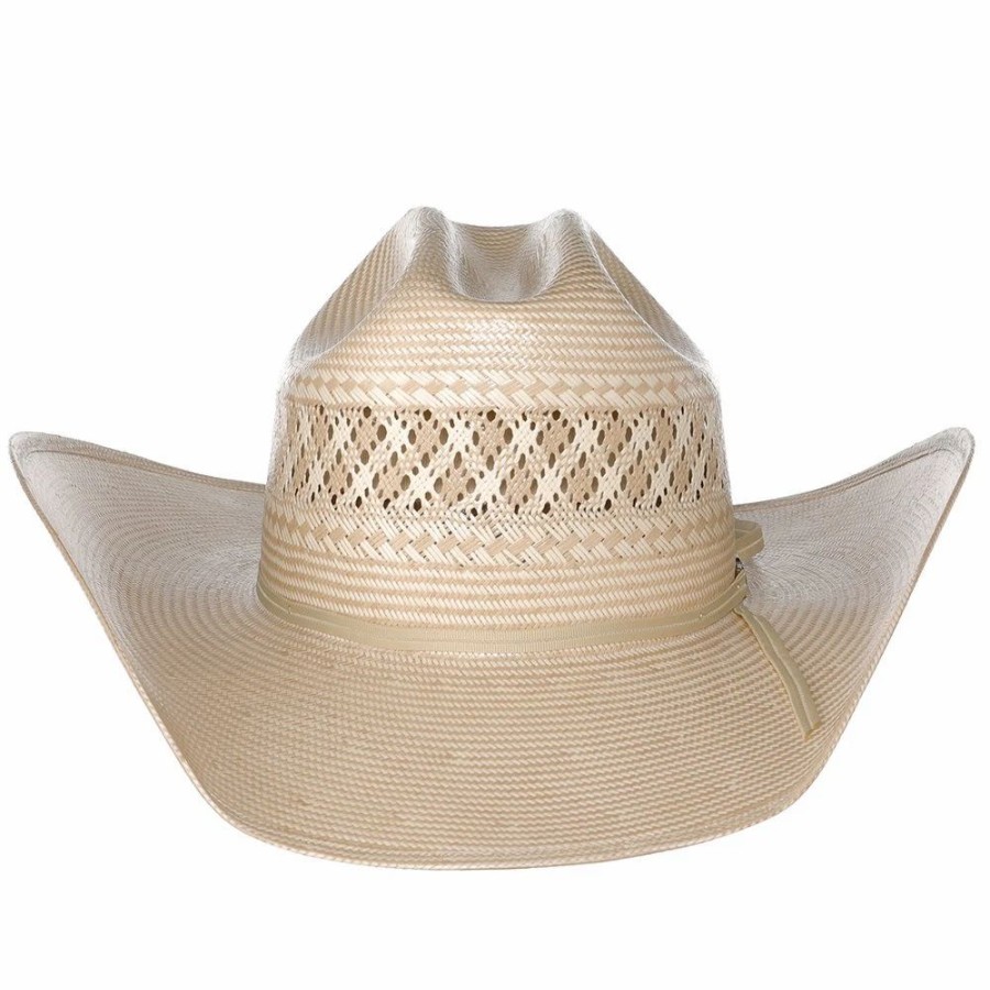 Hats * | American Hats Two Tone Vented Ivory And Tan Rancher Crease Straw Hat