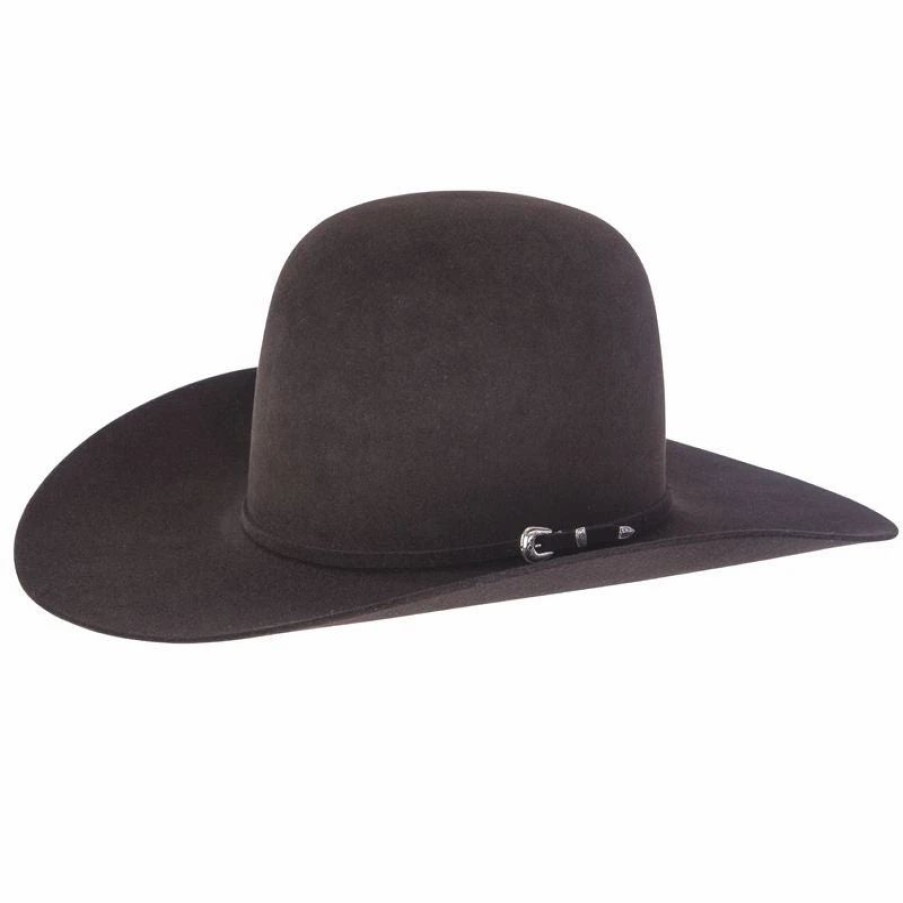 Hats * | Rodeo King 7X Black Open Crown Felt Cowboy Hat