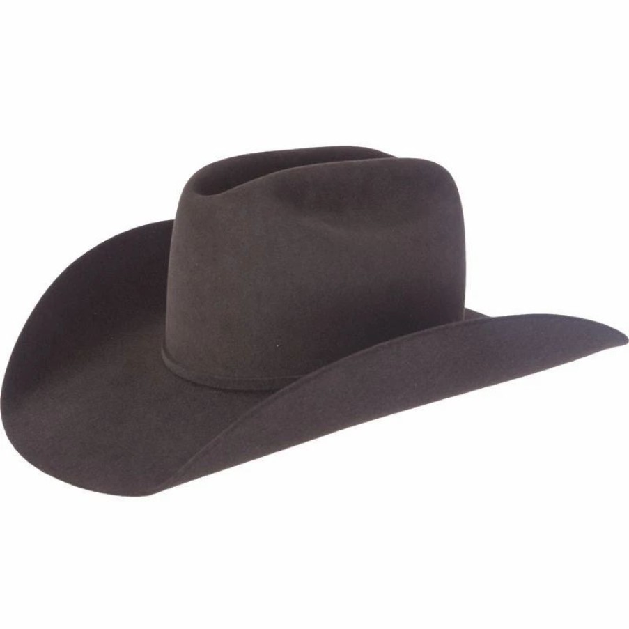 Hats * | Rodeo King 7X Black Open Crown Felt Cowboy Hat