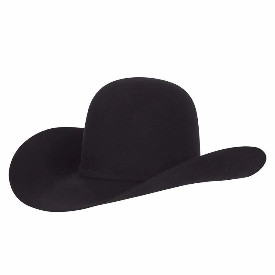 Hats * | American Hats 10X Black Open Crown Felt Cowboy Hat