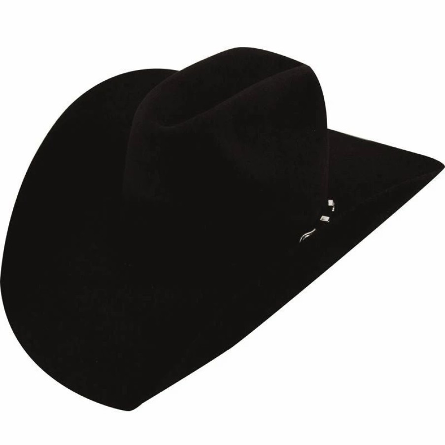 Hats * | American Hats 10X Black Open Crown Felt Cowboy Hat