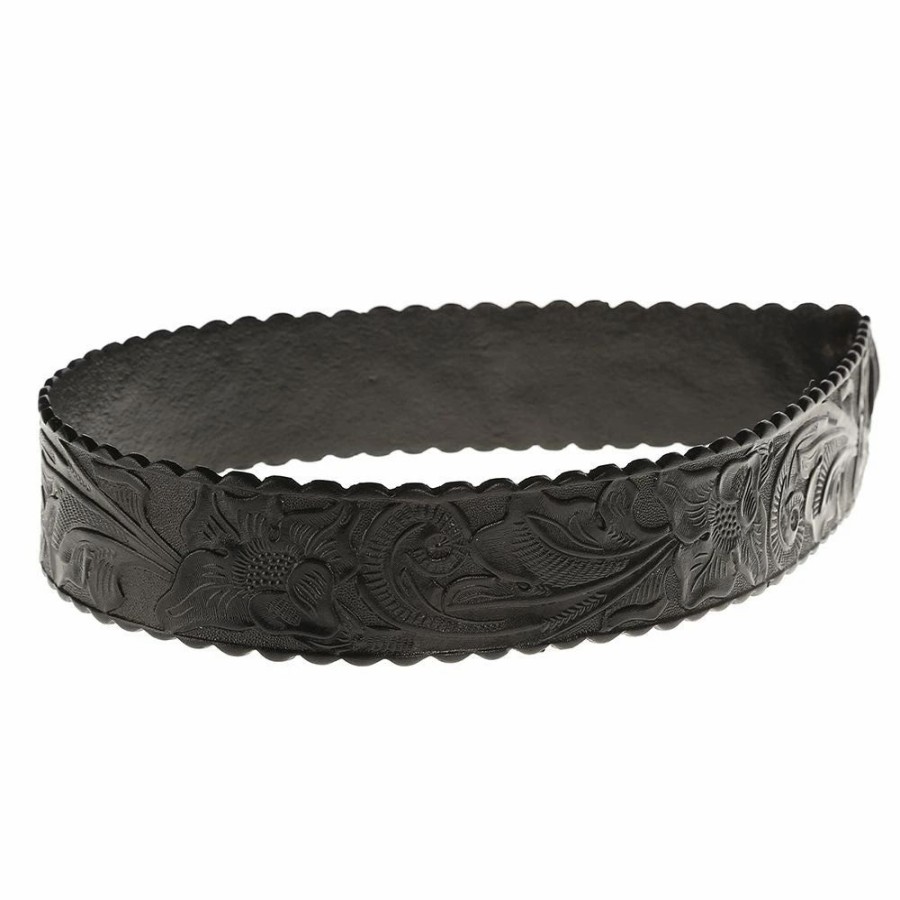 Hats * | Austin Accent, Inc. Austin Accent 1-1/2In. Black Floral Leather W/Tie Hat Band