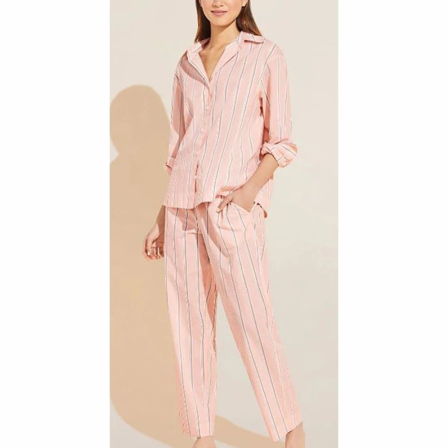 Sleepwear * | Eberjey Organic Sandwashed Cotton Set Rose Cloud Stripe