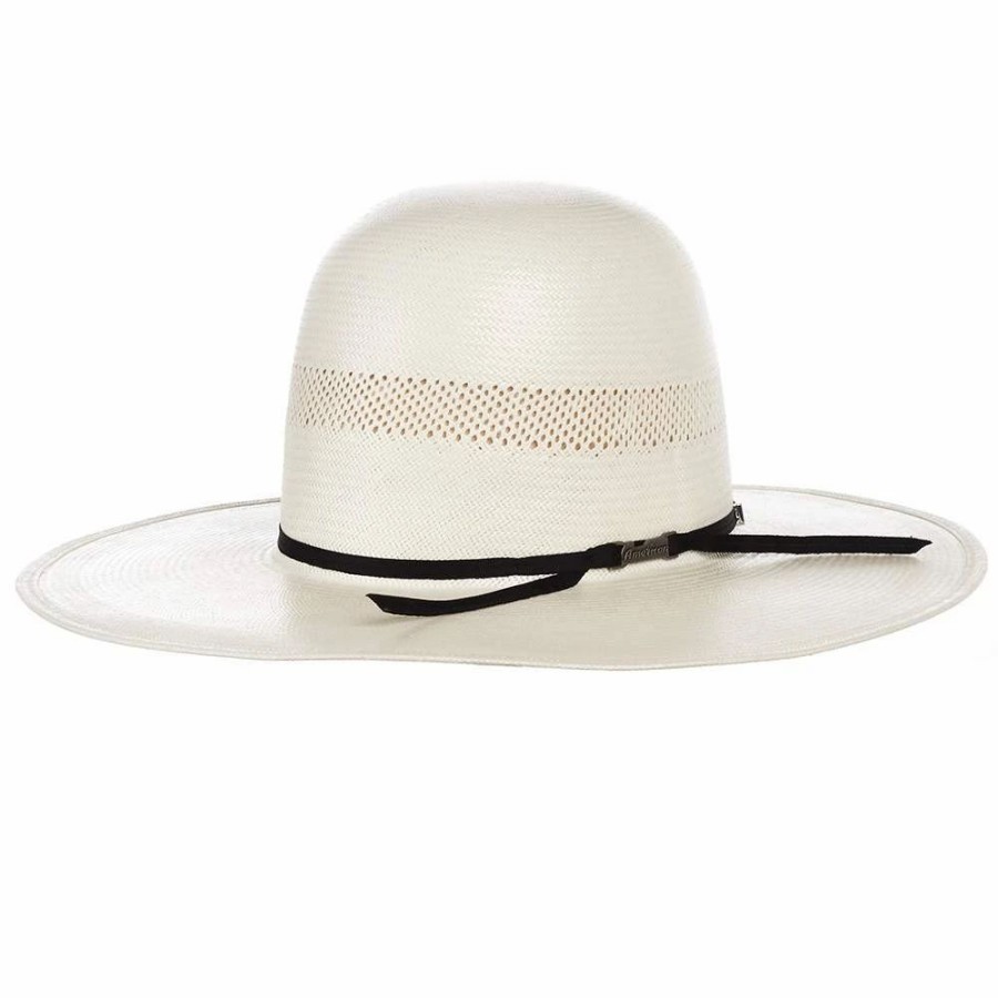 Hats * | American Hats Ahc 7104 Solid Weave Fancy Vent Ivory 4 1/4In. Brim Round Oval Open Crown Cowboy Hat