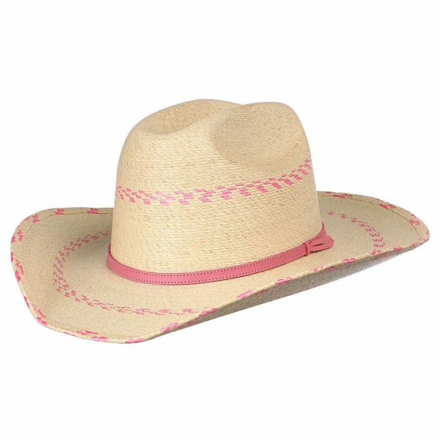 Hats * | Atwood Hats Pink Pinto Palm Leaf Kid'S Hat