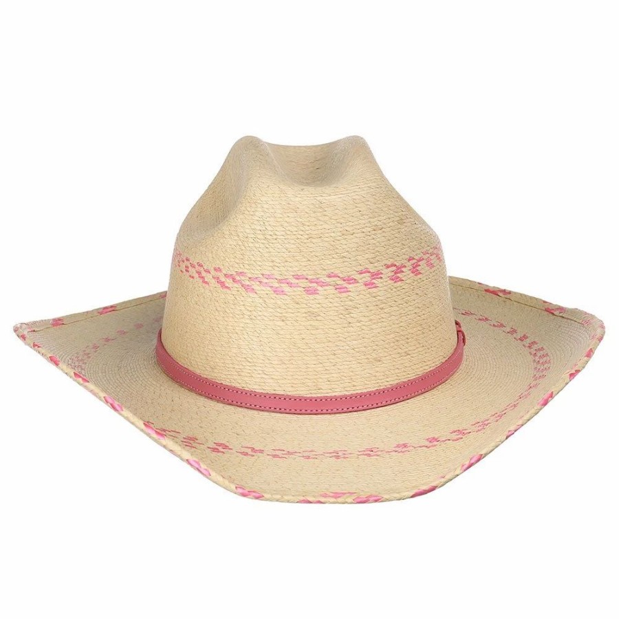 Hats * | Atwood Hats Pink Pinto Palm Leaf Kid'S Hat