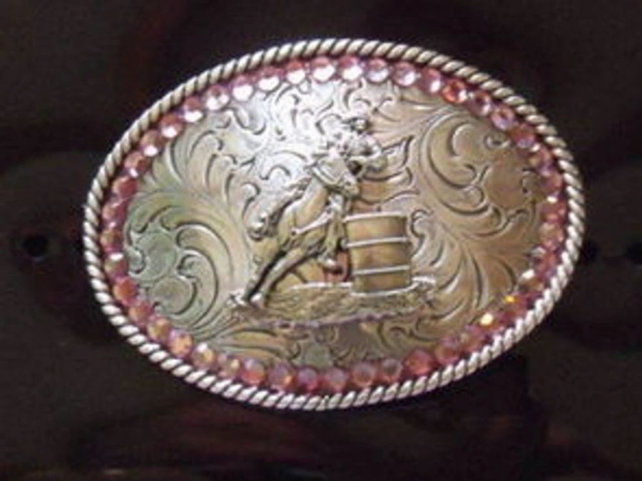 Youth * | Nocona Girl'S Pink Barrel Racer Belt Buckle