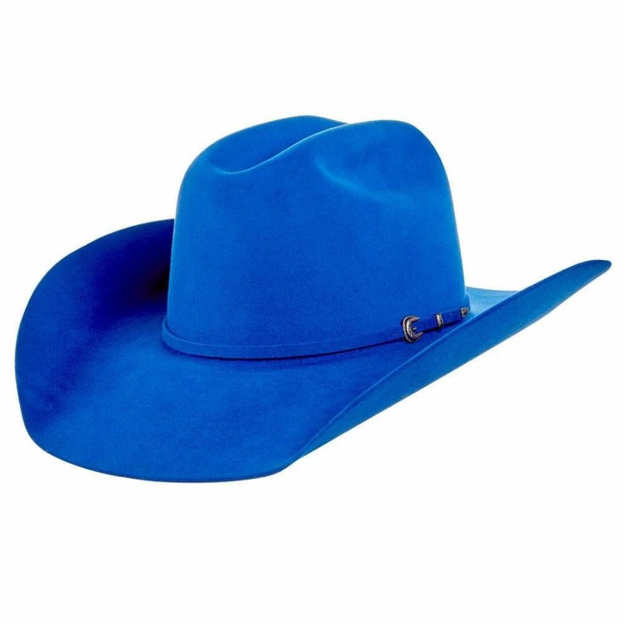 Hats * | Rodeo King 7X Cobalt Blue 4In. Brim Open Crown Felt Cowboy Hat