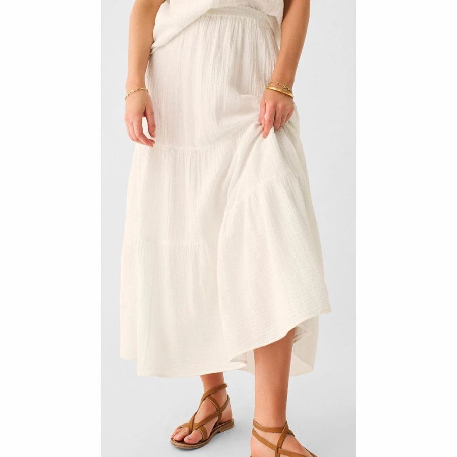 Bottoms * | Faherty Valentina Gauze Skirt White