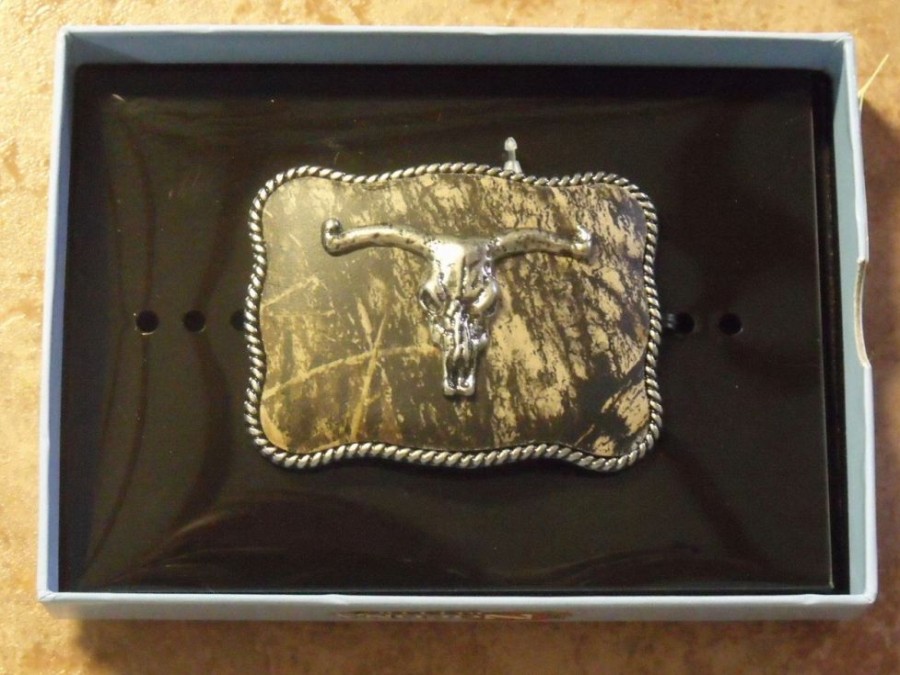 Youth * | Youth Nocona Mossy Oak /Longhorn Belt Buckle