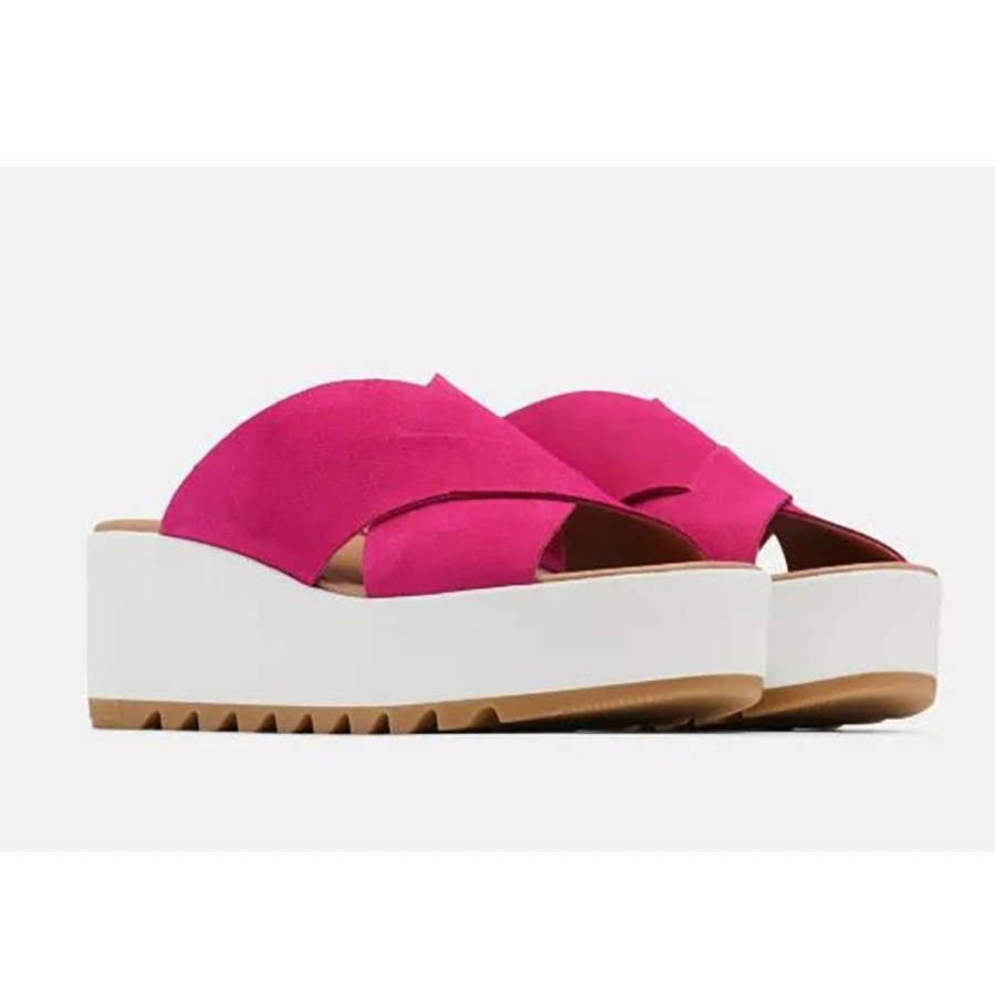 Footwear * | Sorel Cameron Flatform Mule Fuchsia Fizz