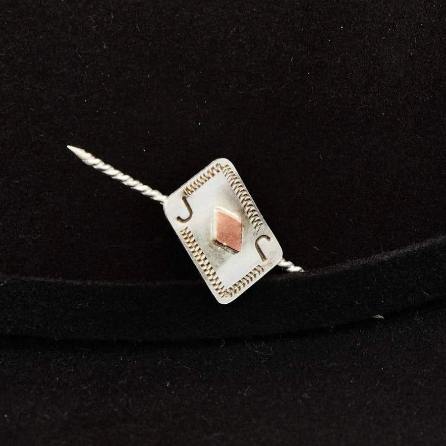 Hats * | T5 Silver Jack Playing Card Double Ended Toothpick And Hat Accessory