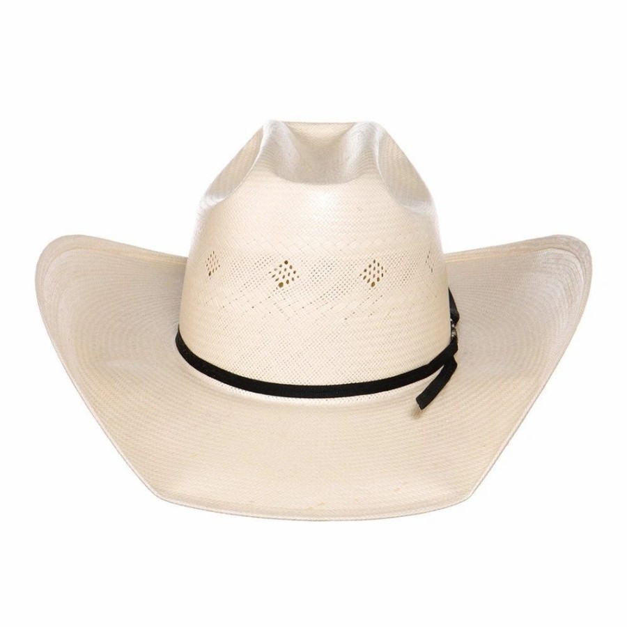 Hats * | American Hats Fancy Vent Ivory Black 4-1/4In. Brim Round Oval Straw Cowboy Hat