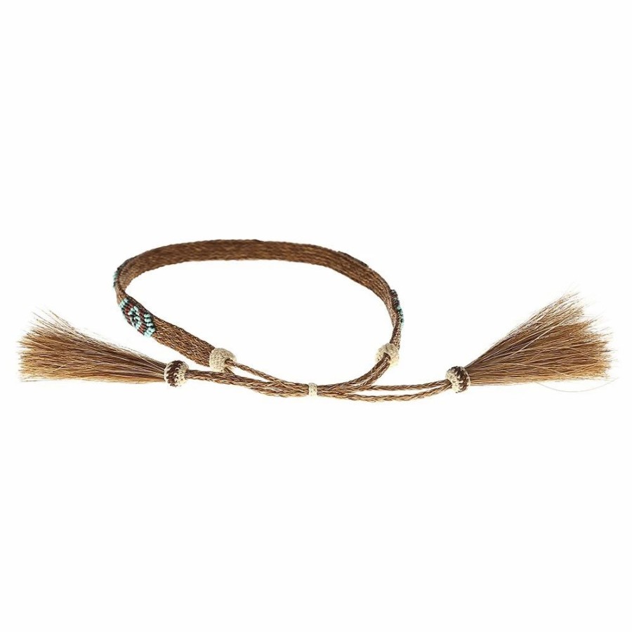 Hats * | Austin Accent, Inc. Austin Accent Inc. Horsehair 5 Strand W/Bead Brown Hat Band