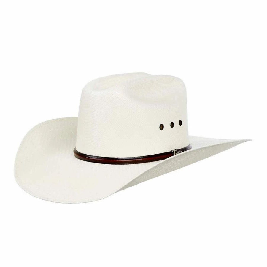 Hats * | Mf Western Products Twister 5X Natural 4In. Brim With Eyelets Straw Cowboy Hat