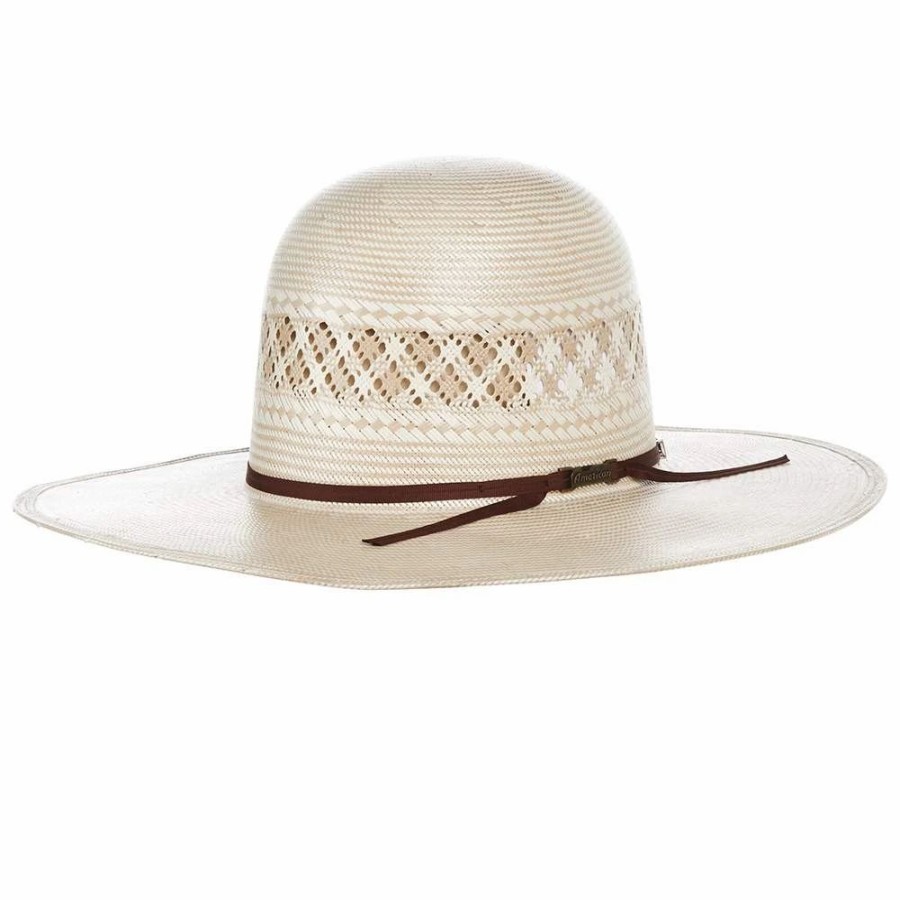 Hats * | American Hats Ahc 1011 Two Tone Vented Tan And Ivory 4 1/4In. Brim Round Oval Open Crown Cowboy Hat