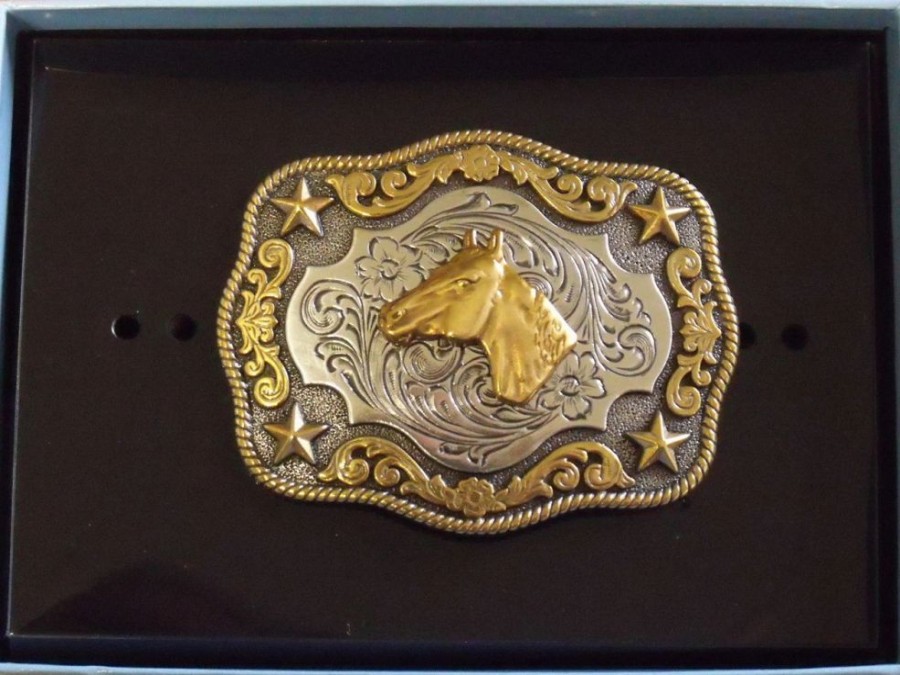 Youth * | Nocona Kids Fancy Horsehead Belt Buckle