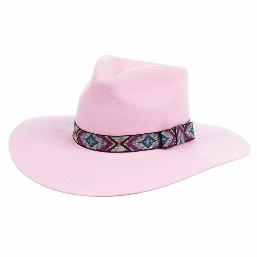 Hats * | Mf Western Products M&F Girls Pinch Front Pink Fashion Hat 3 1/2` Brim