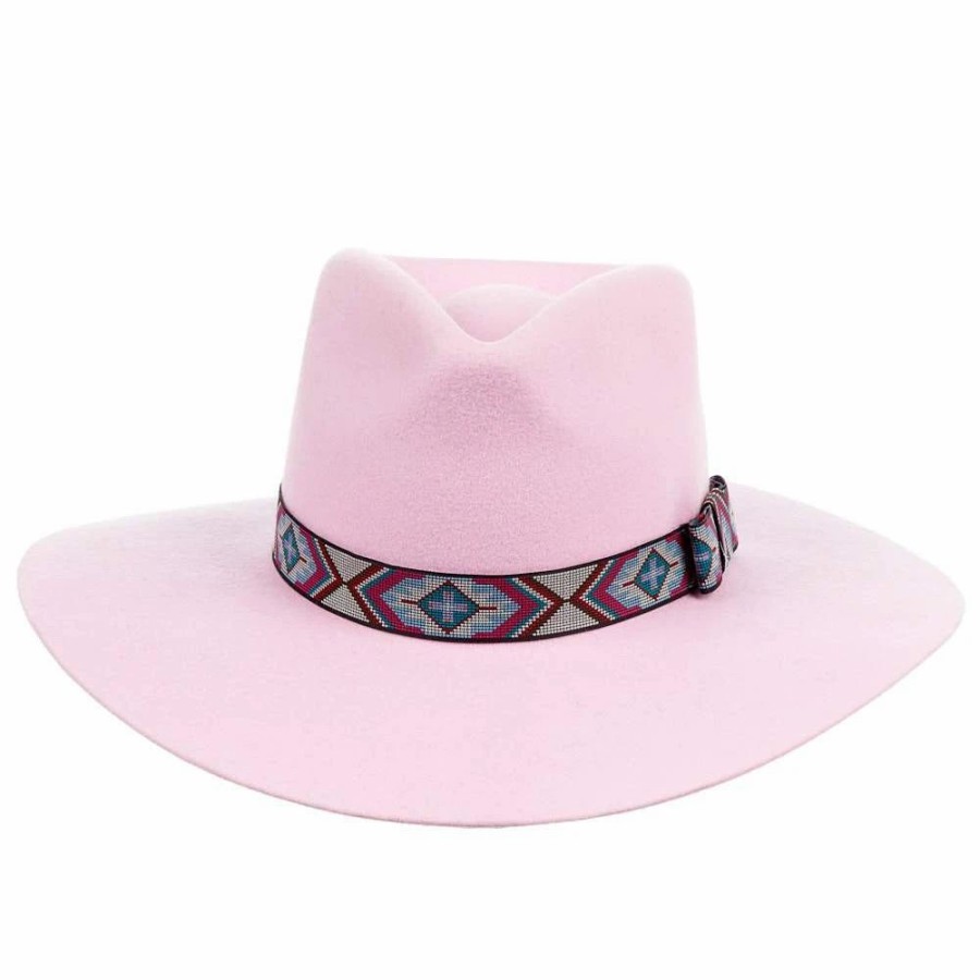 Hats * | Mf Western Products M&F Girls Pinch Front Pink Fashion Hat 3 1/2` Brim