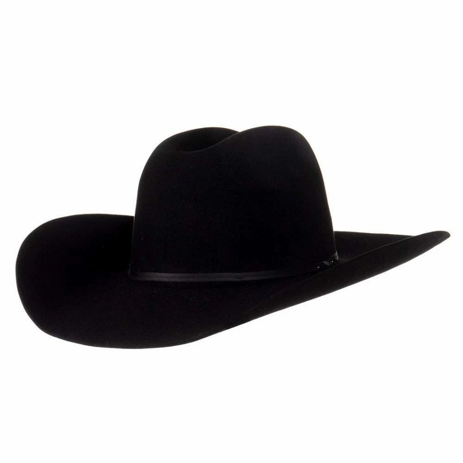 Hats * | Mf Western Products Ariat Black 6X 4 1/4In. Brim Cattleman'S Precreased Felt Cowboy Hat A7630401