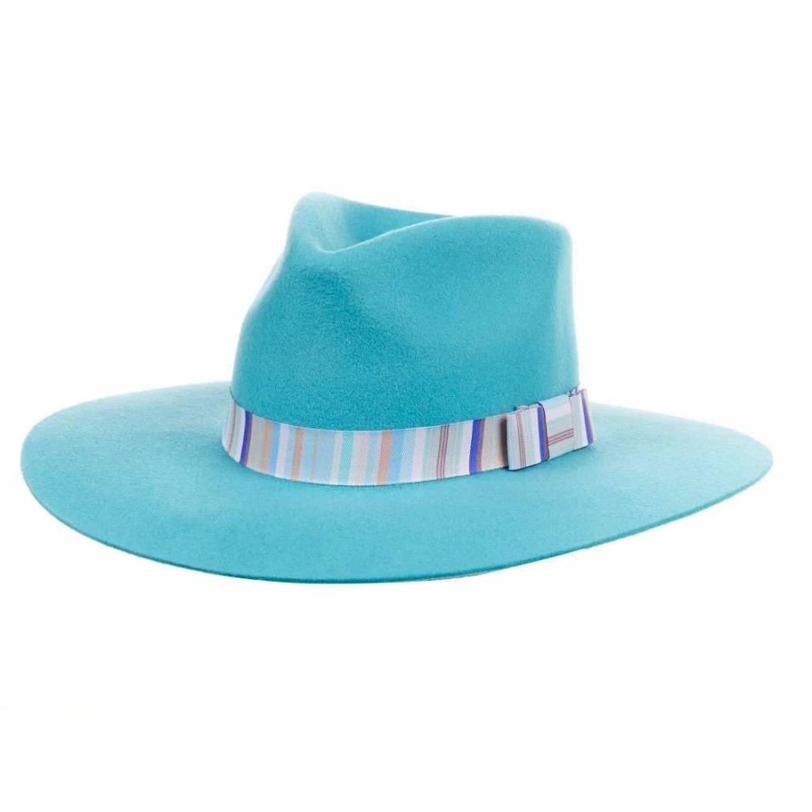 Hats * | Mf Western Products M&F Girls Pinch Front Turquoise Fashion Hat 3 1/2` Brim