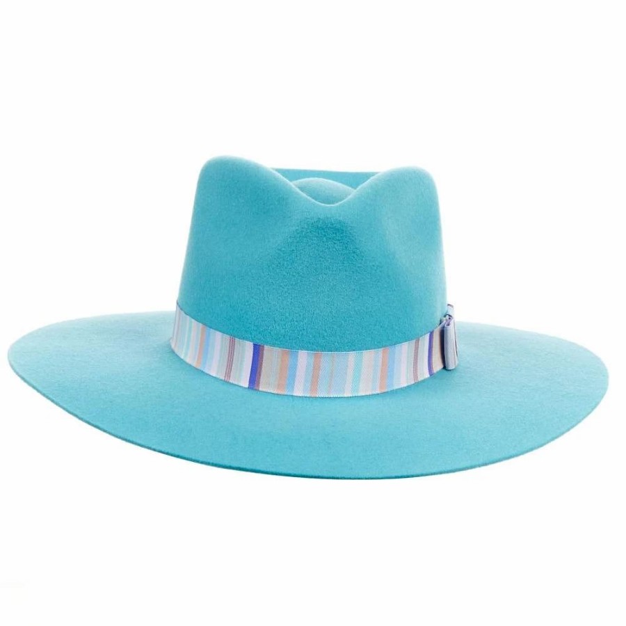 Hats * | Mf Western Products M&F Girls Pinch Front Turquoise Fashion Hat 3 1/2` Brim