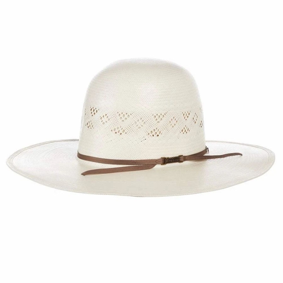 Hats * | American Hats Ahc 8500 Fancy Vent Solid Weave Ivory 4 1/4In. Brim Round Oval Open Crown Cowboy Hat