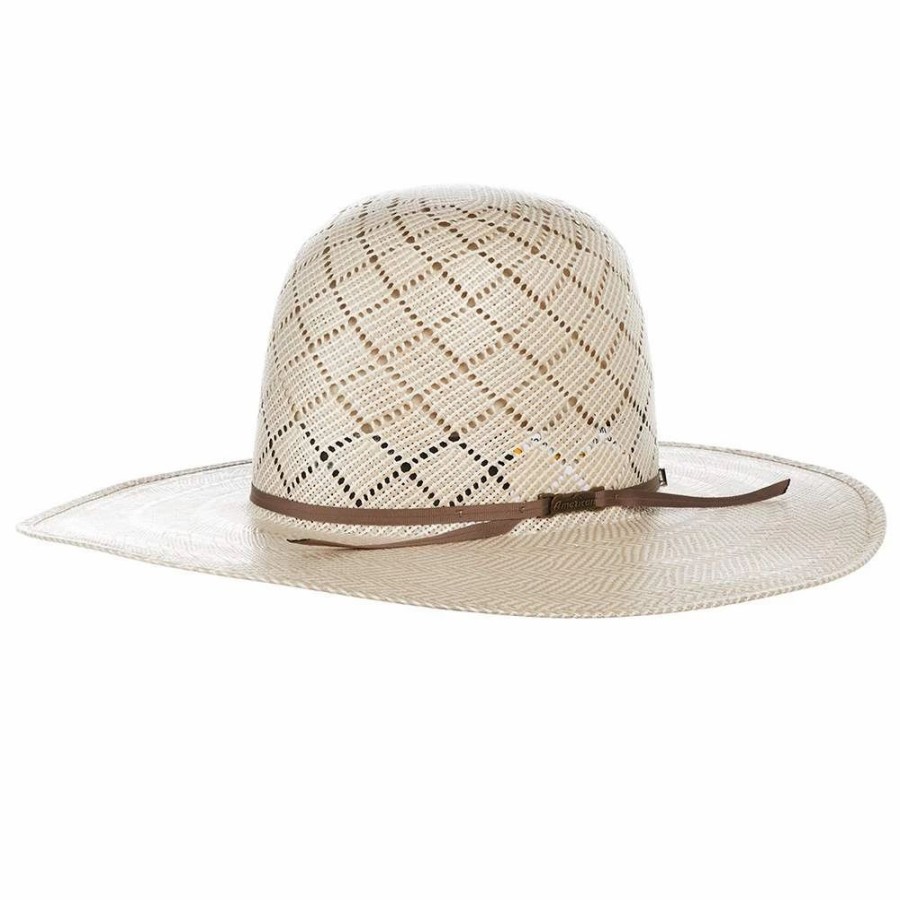 Hats * | American Hats Ahc 5050 Patchwork Crossbred Tan And Ivory 4 1/4In. Brim Round Oval Open Crown Cowboy Hat