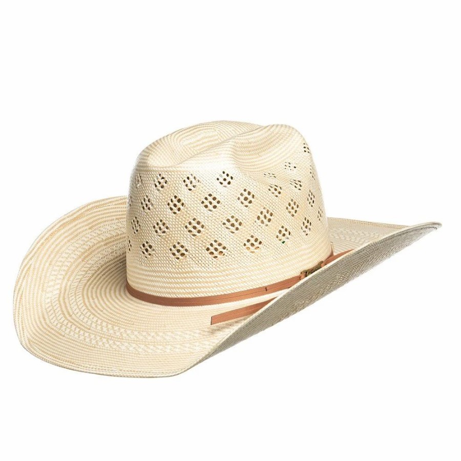 Hats * | American Hats Fancy Vent With Two Tone Ivory And Tan 4 1/4In. Brim Straw Cowboy Hat