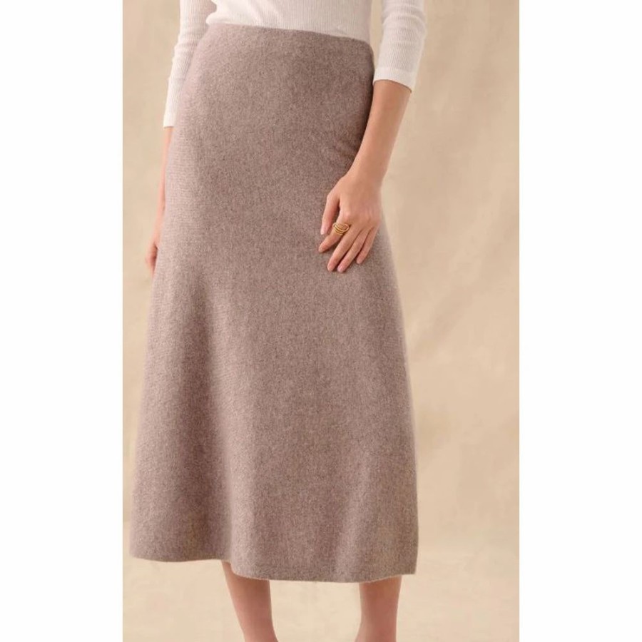 Bottoms * | White + Warren Cashmere Aline Skirt Stonewood