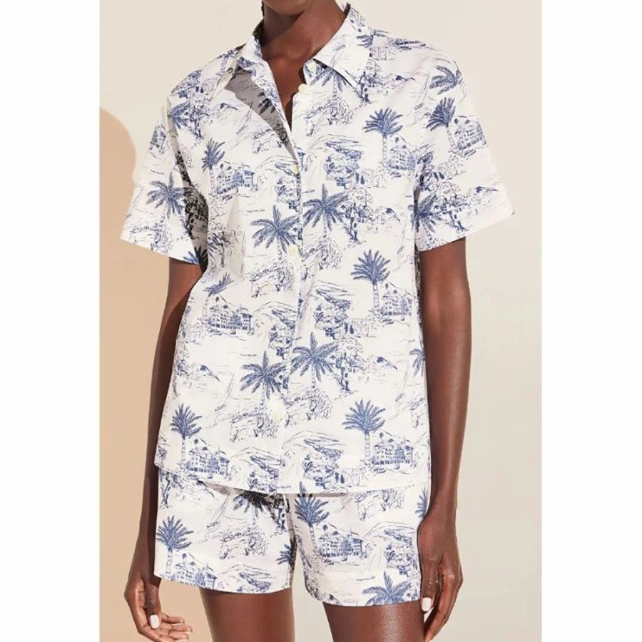 Sleepwear * | Eberjey Organic Short Pj Set Riviera Coastal Blue