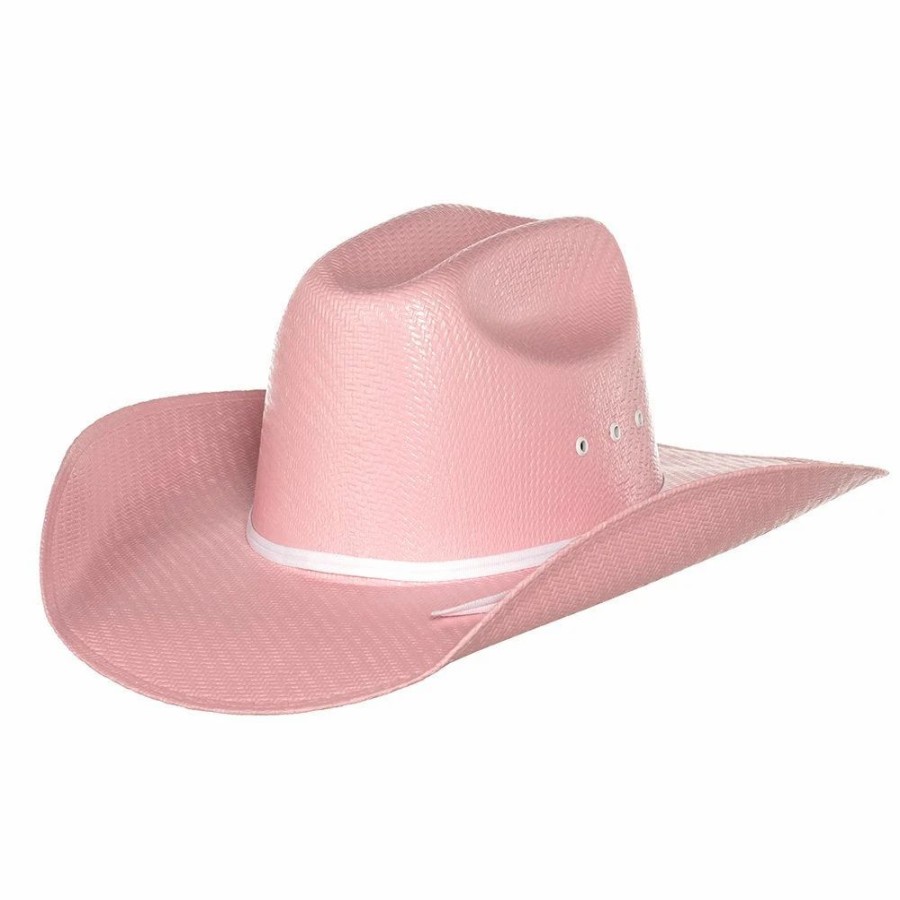 Hats * | Mf Western Products Youth M+F Twister Pink Cattlemans Crease Straw Hat