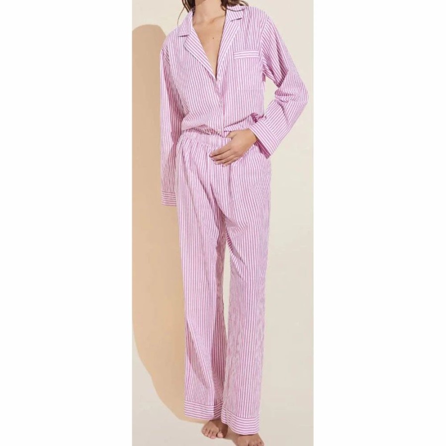 Sleepwear * | Eberjey Organic Cotton Pj Set Nautico Stripe Rose