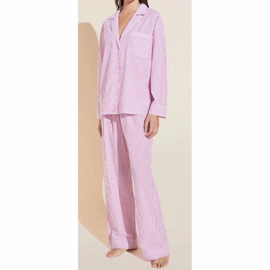 Sleepwear * | Eberjey Organic Cotton Pj Set Nautico Stripe Rose