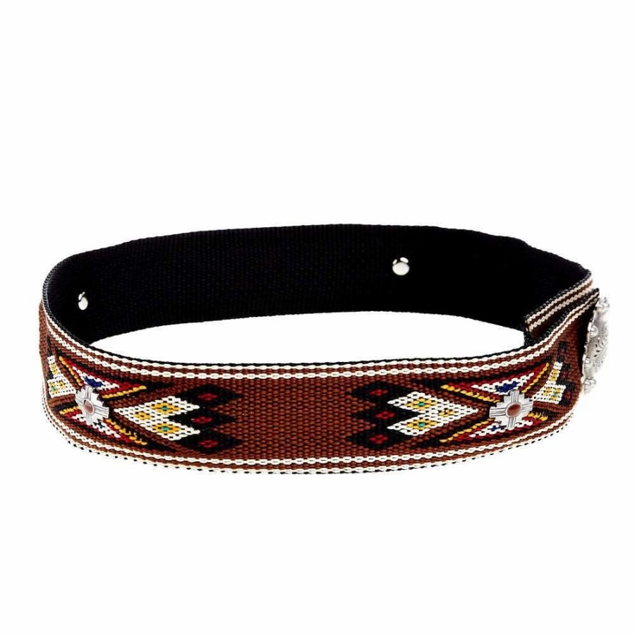 Hats * | Rodeo King Brown Woven Hat Band With Silver Concho Closure